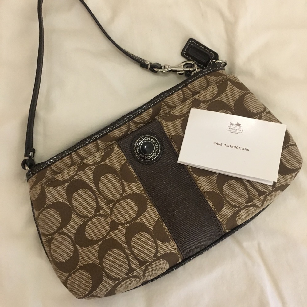 Coach Brown Patterned Wristlet